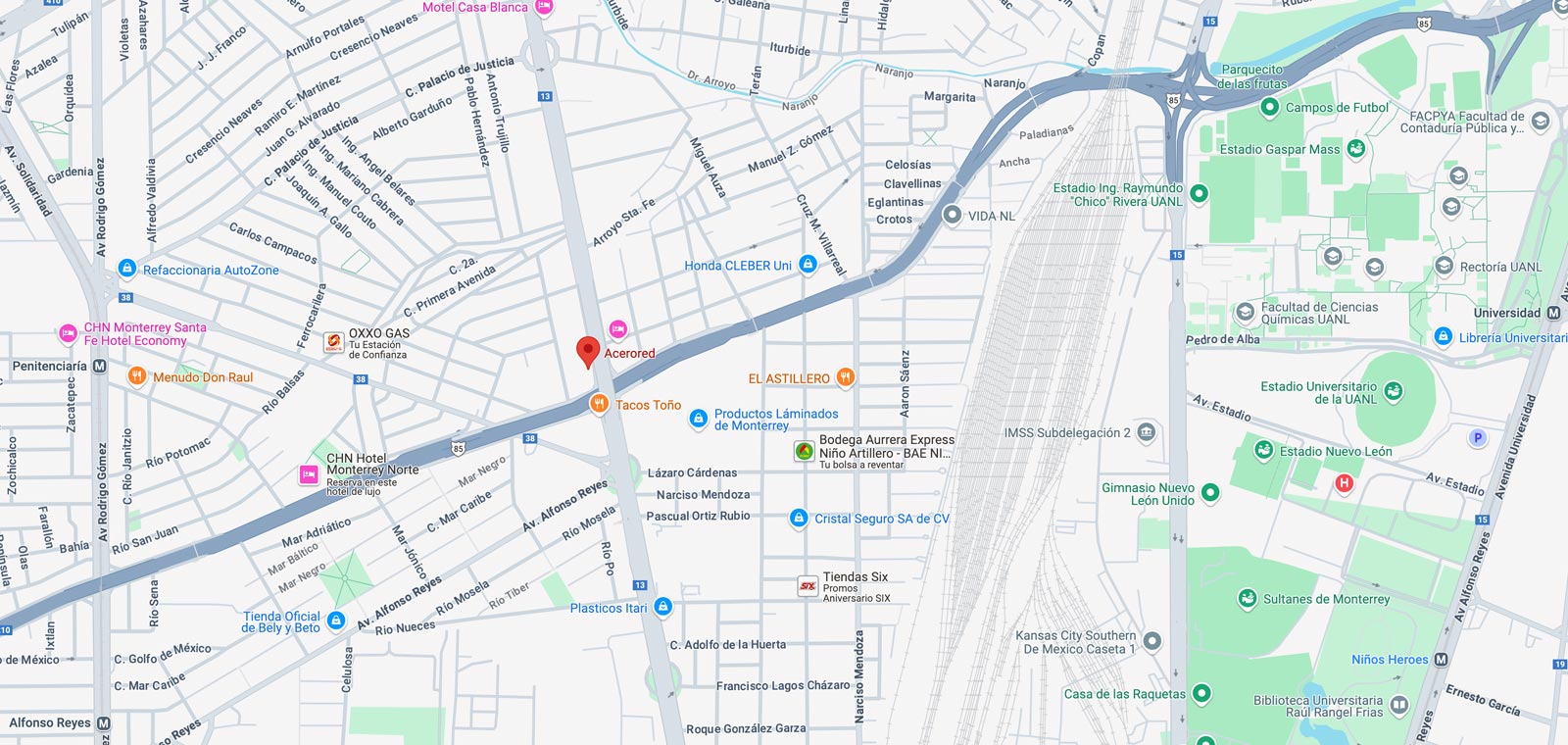 Mapa CEDIS Monterrey Acerored