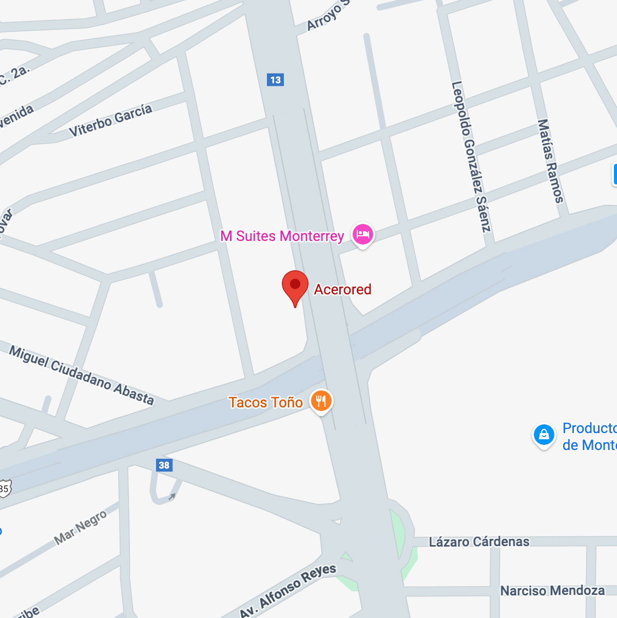 Mapa CEDIS Monterrey Acerored - Contacto