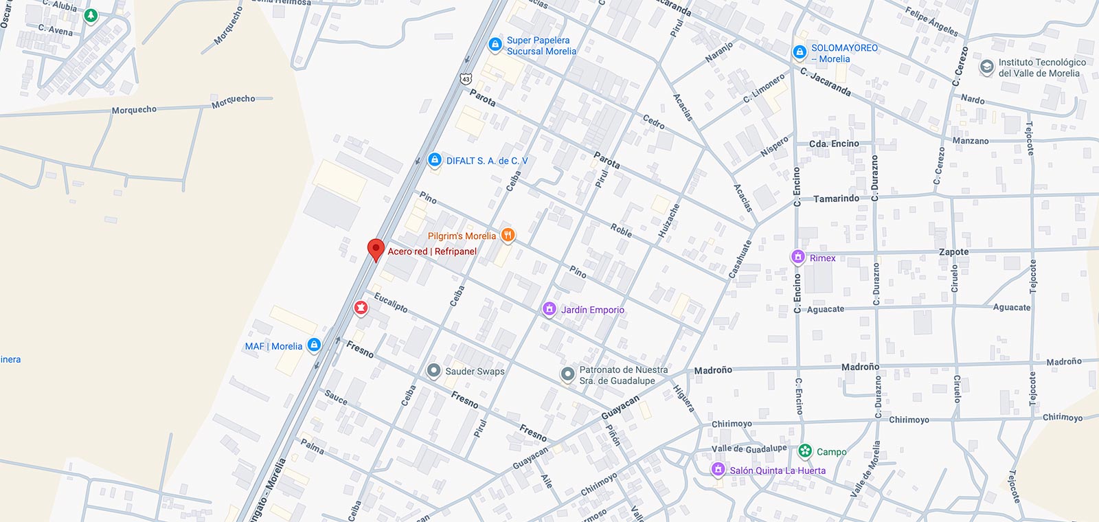 Mapa CEDIS Acerored Morelia